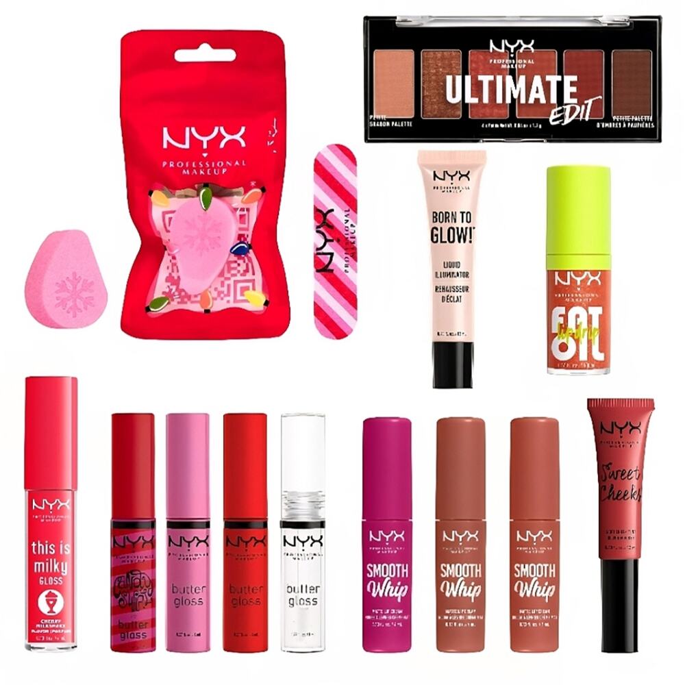 NYX Pull to Sleigh Surprise Makeup Box 14 Full Size Products Limited Edition NIB